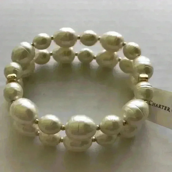 Charter Club new Pearl Double Row Stretch Bracelet - Picture 1 of 8